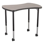 Structure Series Bow Tie Mobile Collaboration Table w/ Laminate Top - Cosmic Strandz Top w/ Charcoal Edge & Black Legs