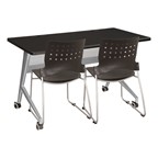 Heavy-Duty Mobile Computer Table & Stack Chair Bundle