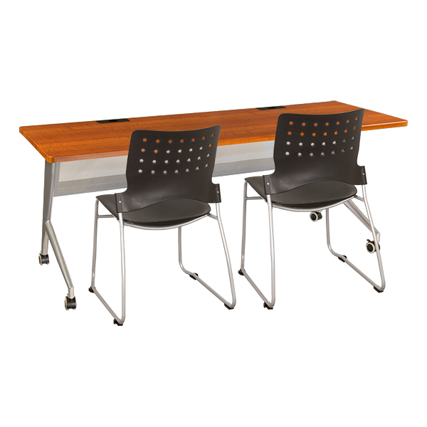 Heavy-Duty Mobile Computer Table & Ballard Stack Chair Set (24" W x 72" L) 