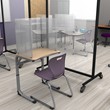 Desk Top Sneeze Guard - Tri-Fold Desk Carrel w/ Hinged Panels - Environment
