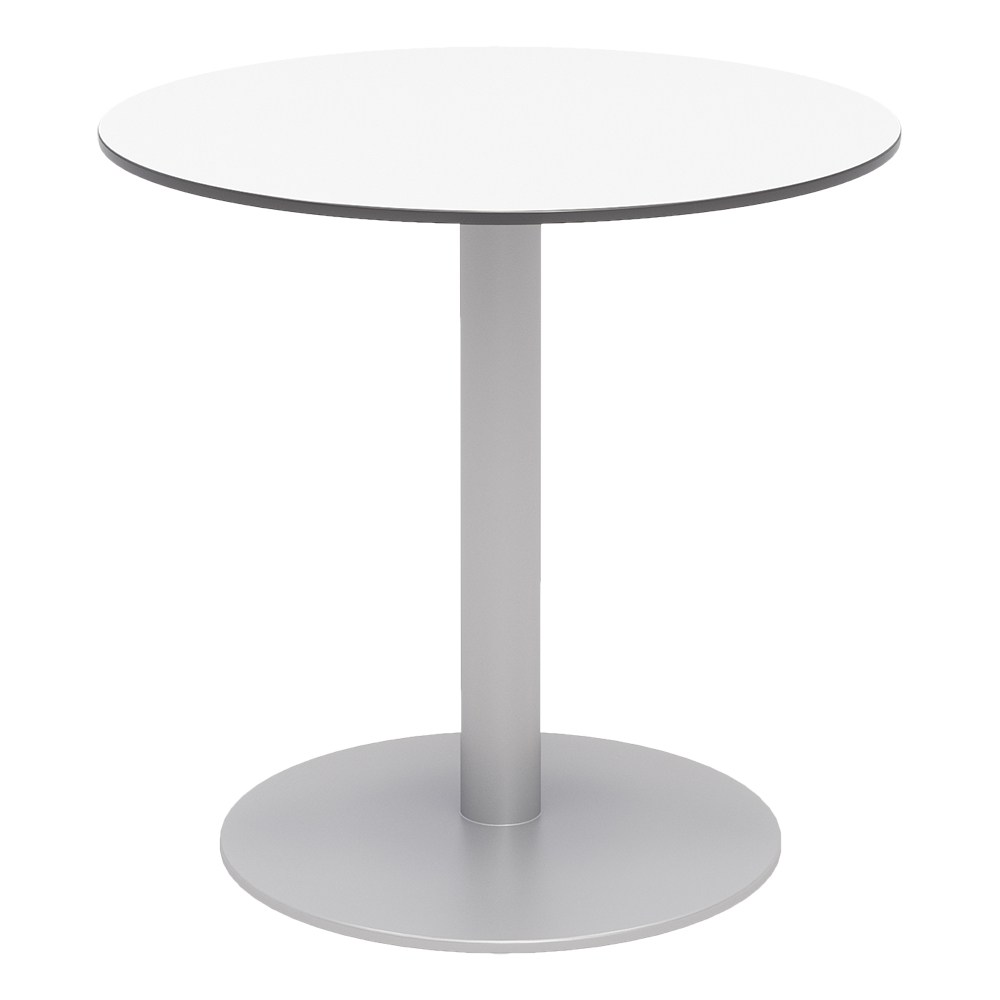 Alfresco Bistro Indoor/Outdoor Round Pedestal Café Table - White Top/Silver Frame