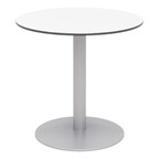 Alfresco Bistro Indoor/Outdoor Round Pedestal Café Table - White Top/Silver Frame