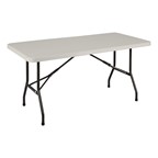 Gray Blow-Molded Plastic Folding Table (30" W x 60" L)