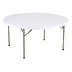 Round Blow Molded Plastic Folding Table (60" Diameter) - White
