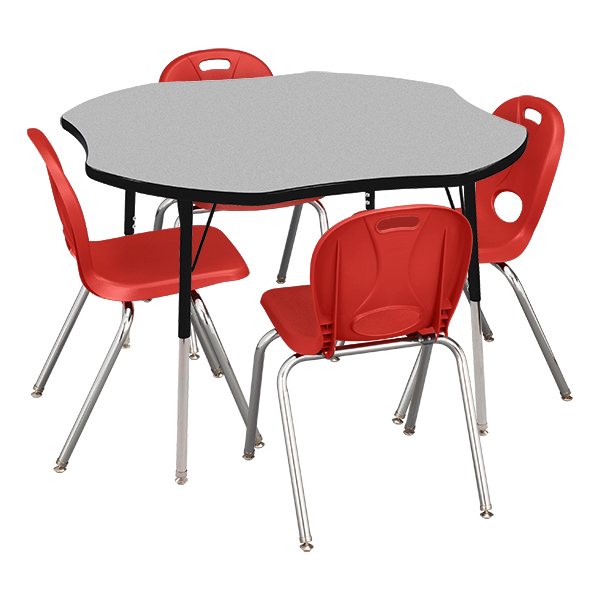 Clover Adjustable-Height Activity Table & Structure Series School Chair Set – 1 Table/4 Chairs
