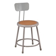 Metal Lab Stool w/ Backrest Gray - Fixed Height (18" H)
