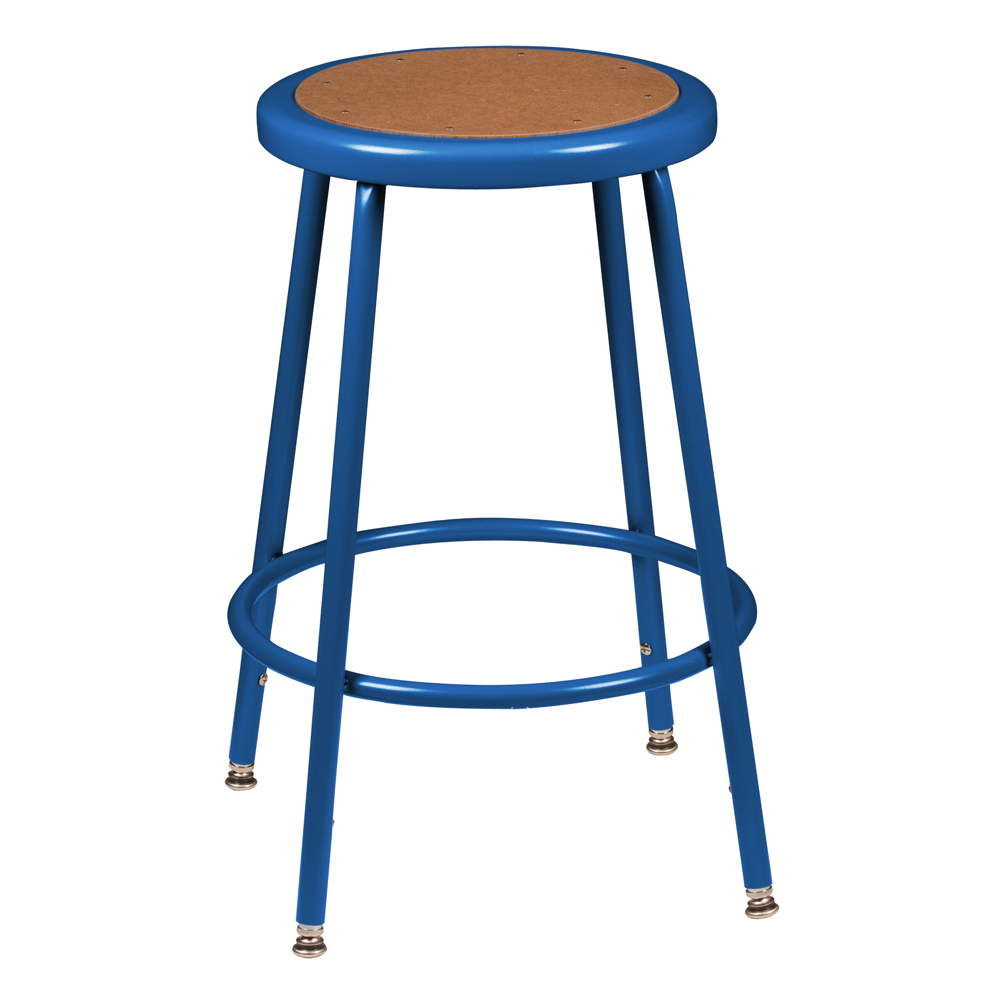 Adjustable-Height Blue Metal Lab Stool (24 1/2" - 32 1/2" H)
