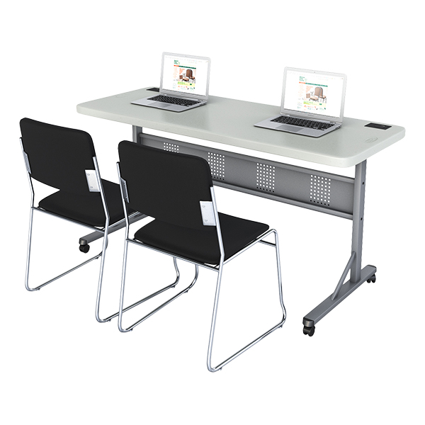 Flip & Store Blow-Mold Table w/ Two 8600 Series Padded Stack Chairs