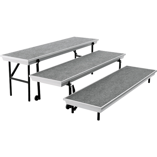 Transport Straight Choral Risers w/ Carpet Deck - Straight (6' L x 24" H)