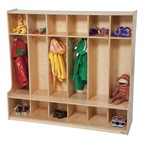 Colorful Wooden Six-Section Locker - Natural